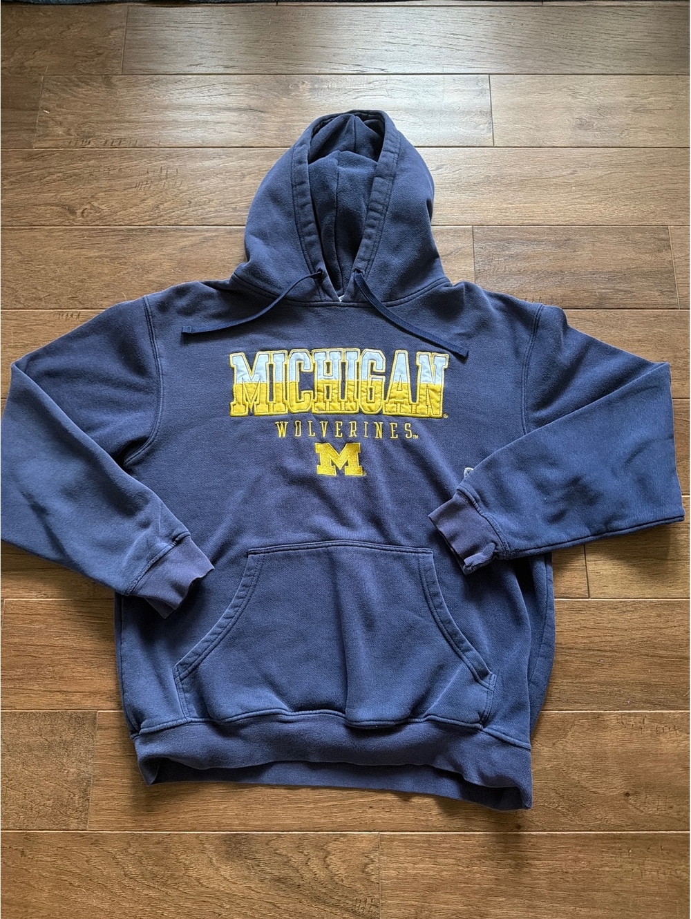 Champion Michigan Wolverines Hoodie Men’s Medium Blue Maize Embroidered Pullover